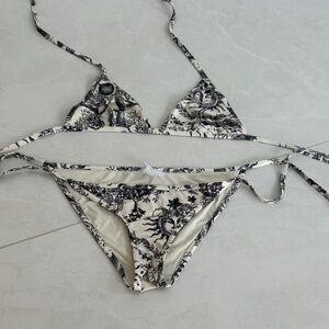 Dior Black and Cream Bikini Set